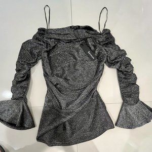 Reveuse Ruched Silver Shimmer Blouse